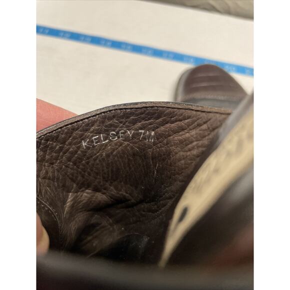 Brighton Kelsey Heart Black Brown Leather Slip On Mules Italy Womens Size 7M - Picture 4 of 5